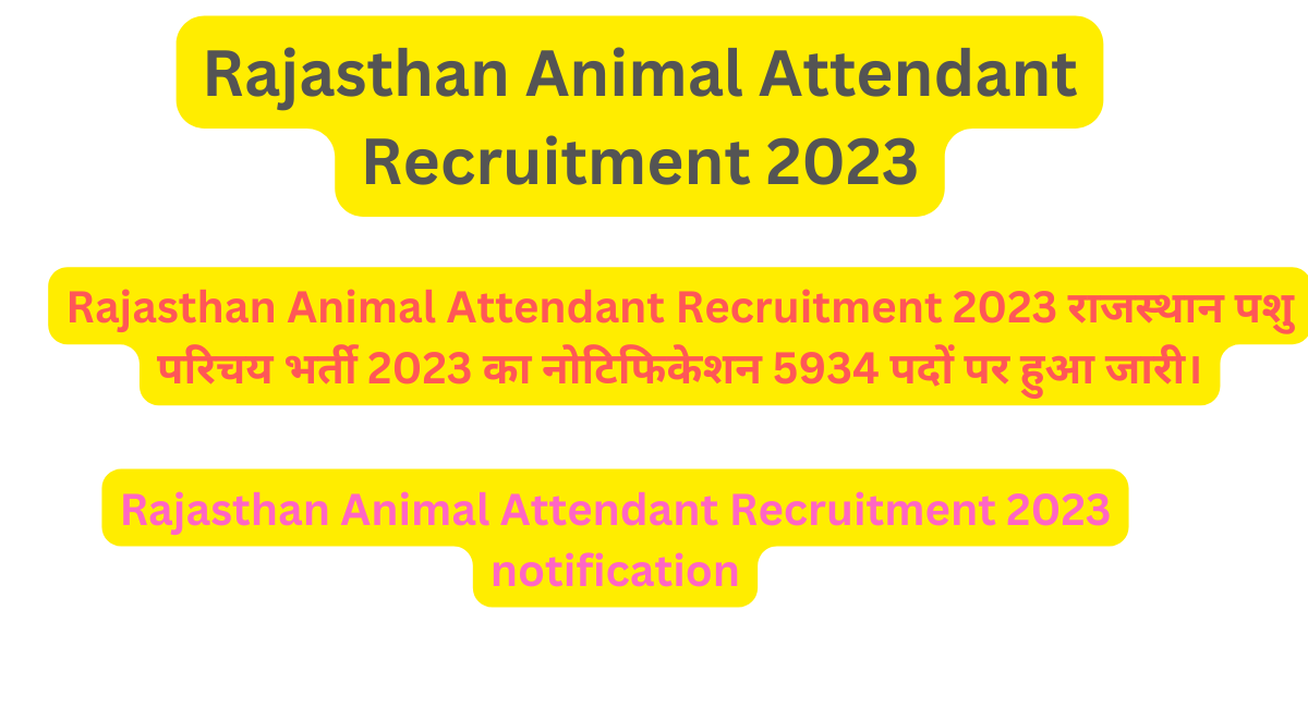 Rajasthan animal Attendant Recruitment 2023